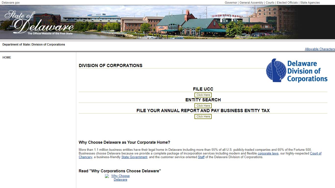 DIVISION OF CORPORATIONS - Delaware
